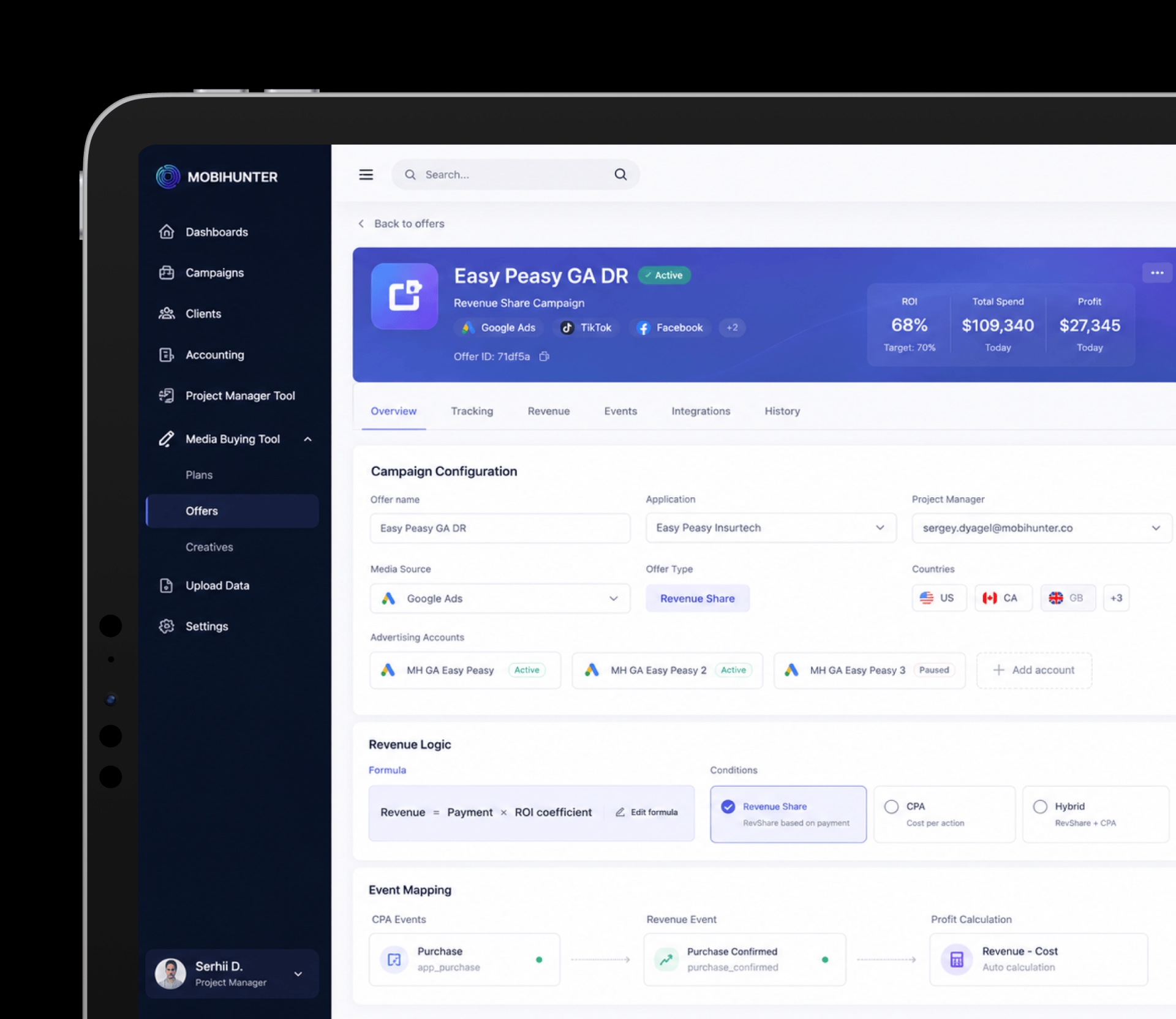 Unified advertising data workspace combining multi-platform campaign sources