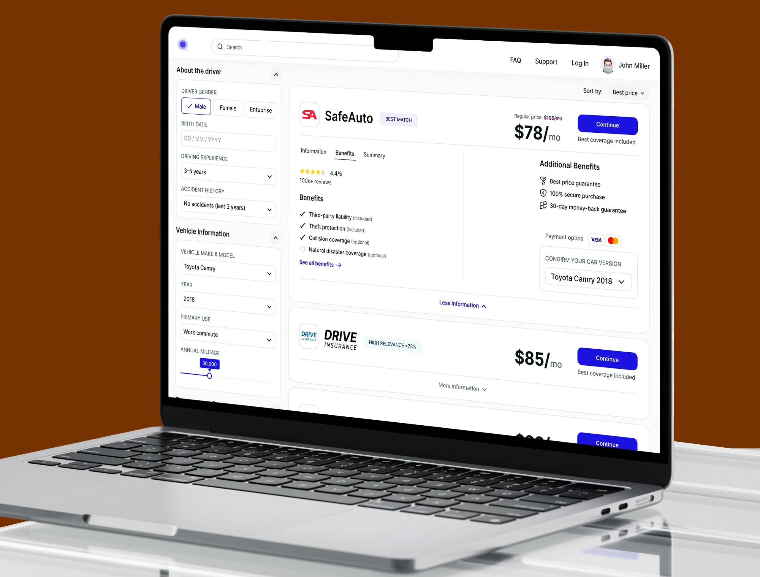 Insurance analytics dashboard with policy and performance charts