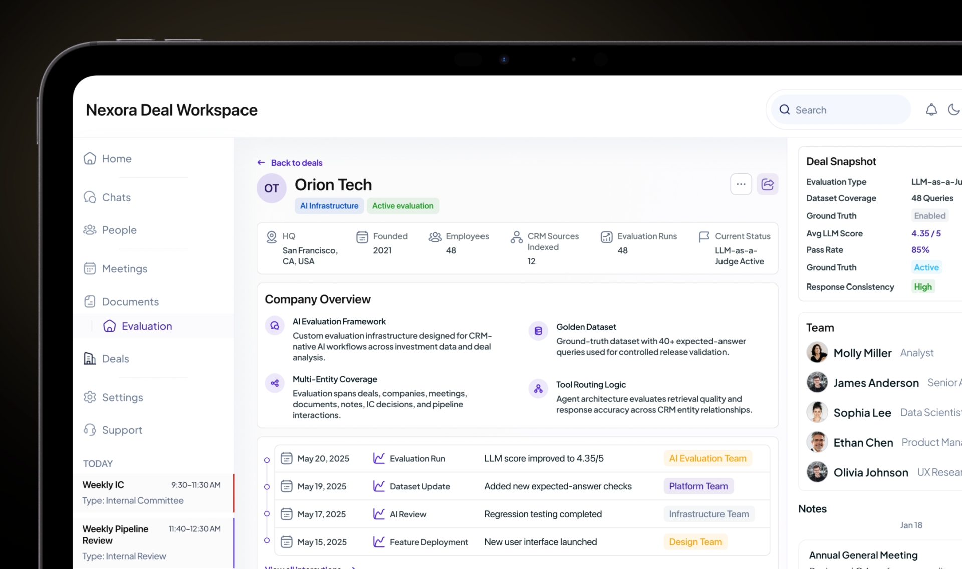 Research engine workspace for source-backed financial due diligence