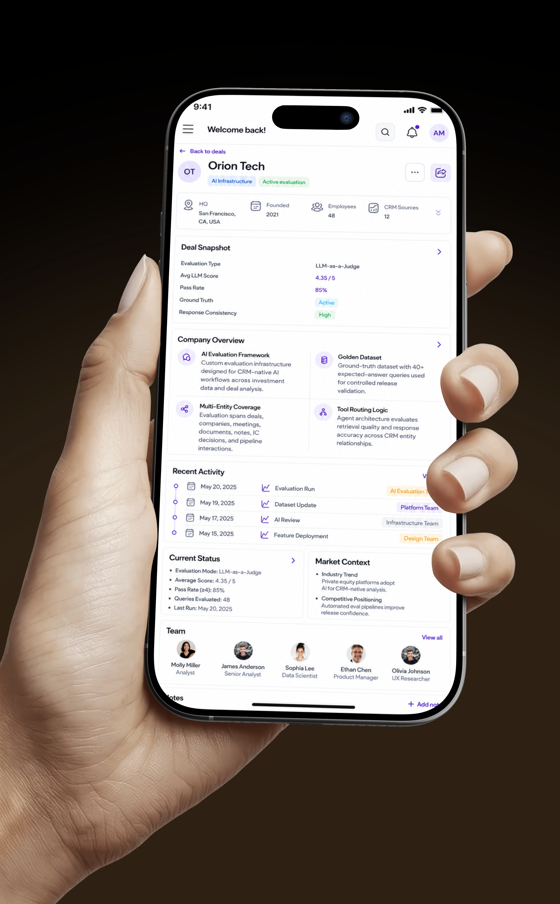 Mobile investment reporting interface for analytical question processing