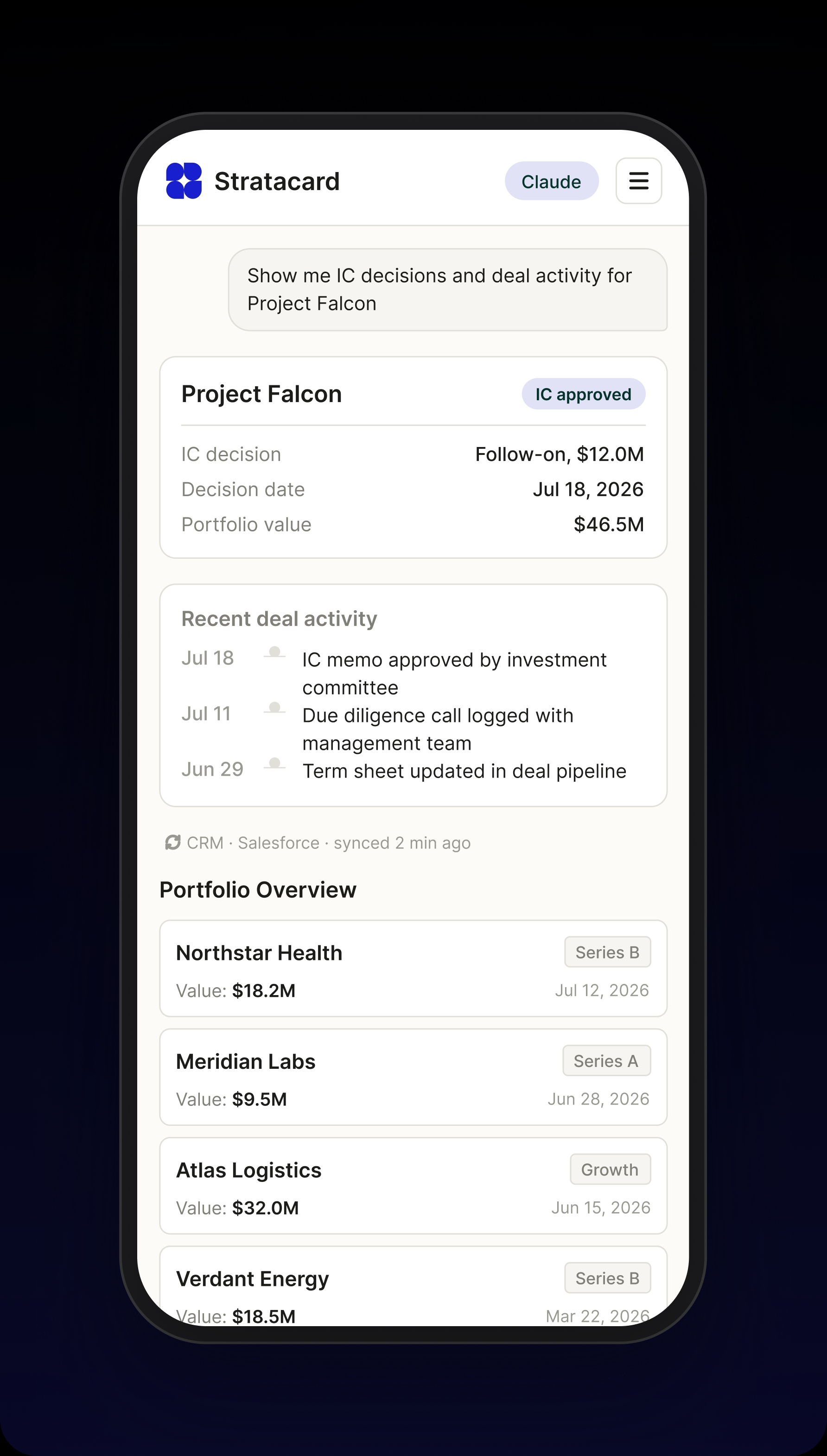 Mobile CRM interface powered by the Model Context Protocol