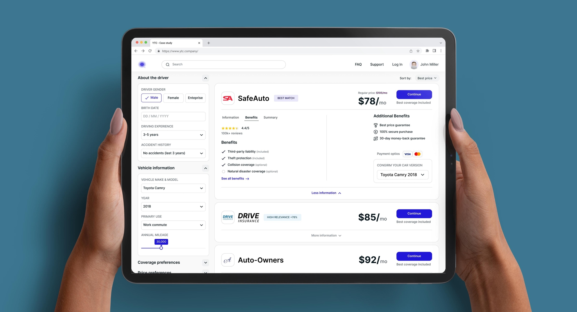 Clients behavior analysis for car insurance aggregator