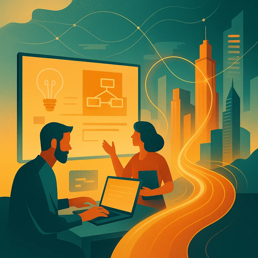 Illustation of two people working